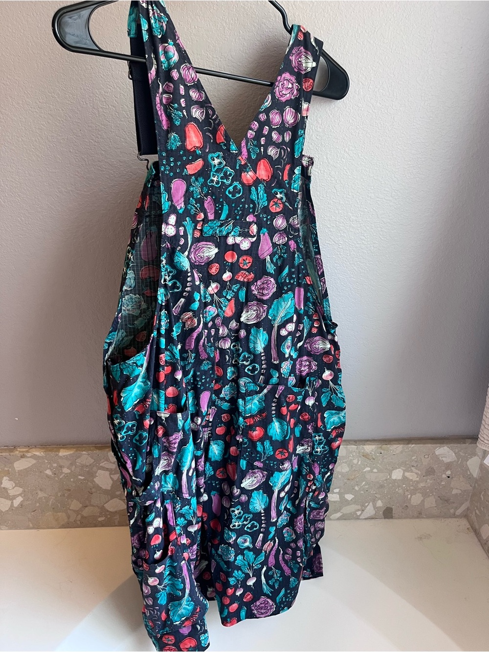 Duluth Veggie Print Nylon Overalls Large Utility Pockets Like New - Picture 2 of 11